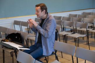Mats Zetterqvist undervisar en studentkvartett